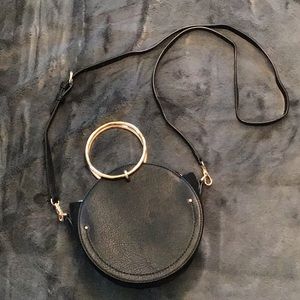 Lauren Conrad Black Handbag with gold trim and shoulder strap NWOT